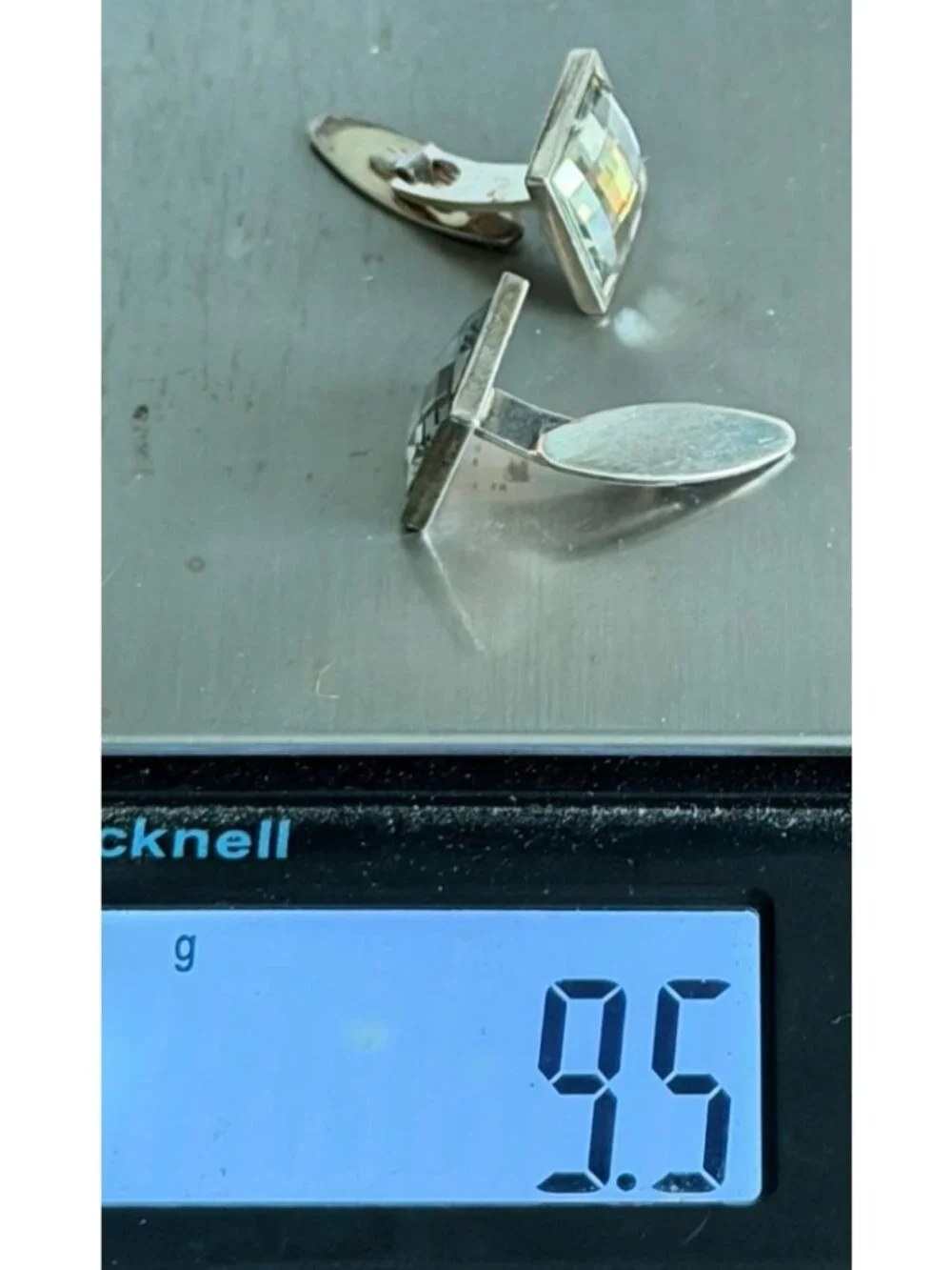 Vintage Cuff Links Sterling Silver Akori Faceted Crystal Square Modern Mens